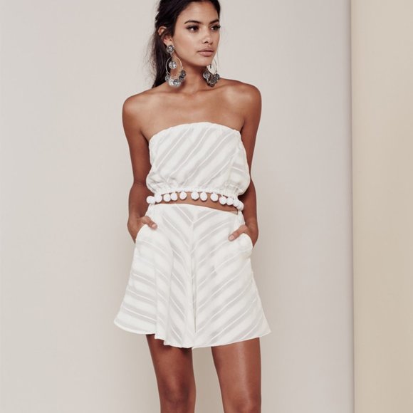 For Love & Lemons A-Line Ivory Striped Skirt - Picture 1 of 9